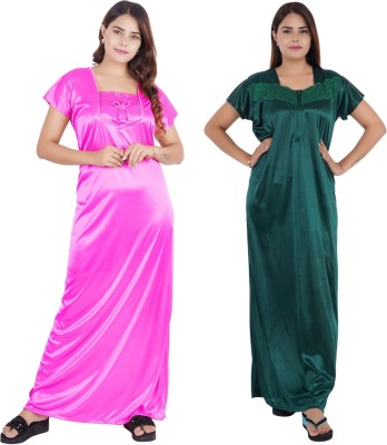 Hypex Women Nighty(Pink, Green)