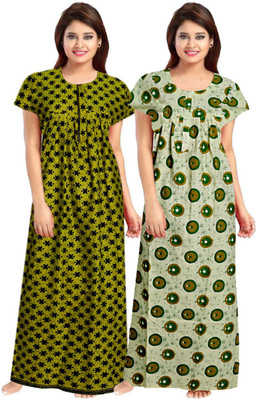 PVR Women Nighty Set(Green)