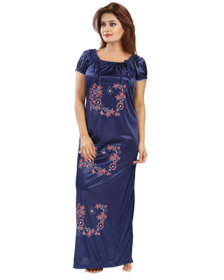 SHOPPING STATION Women Nighty(Dark Blue)