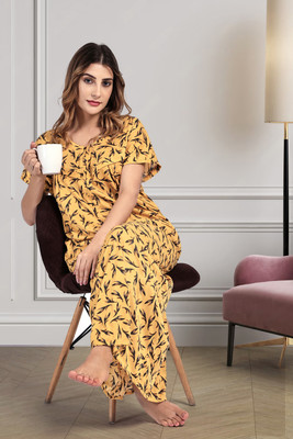 REN STAR Women Maternity/Nursing Nighty(Yellow)