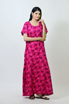 Homezilla Women Nighty(Pink)