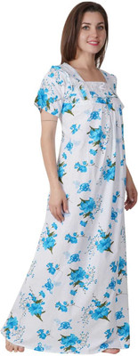 LDHSATI Women Nighty(Blue, White)