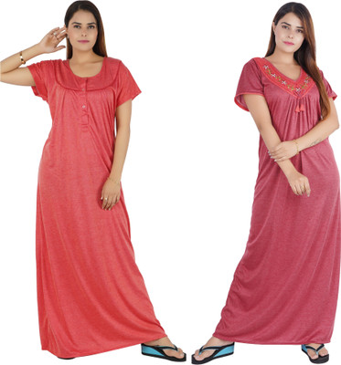 RILO Women Nighty(Red, Maroon)