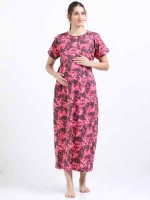 RamApparels Women Maternity/Nursing Nighty(Red)