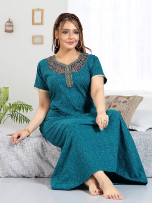 Mahaarani Women Nighty(Light Green)