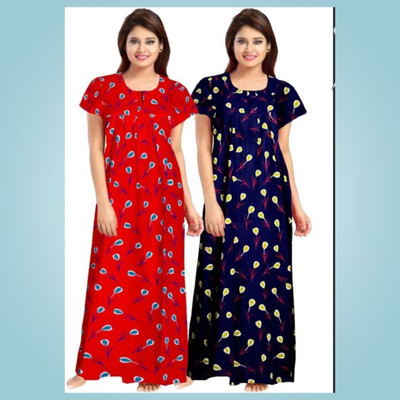 DreamBe Women Nighty(Red, Blue)