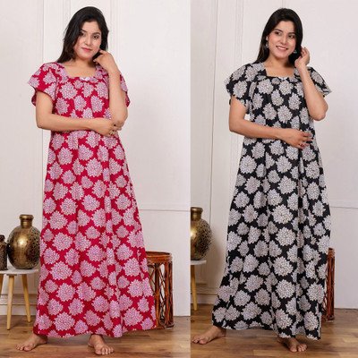 Saviaara Women Nighty(Multicolor)