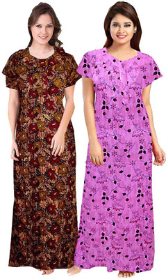 LA fashion Women Nighty(Multicolor)