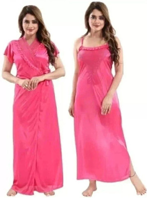 HR creation Women Nighty with Robe(Pink)