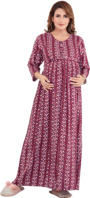 Mangai Women Maternity/Nursing Nighty(Purple)