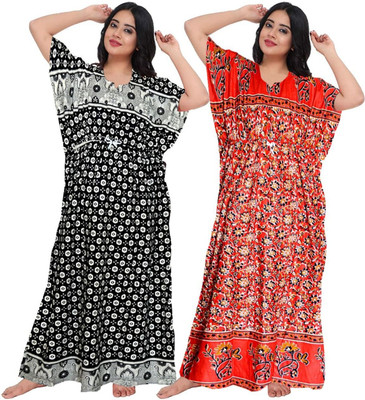 Saviaara Women Nighty(Multicolor)