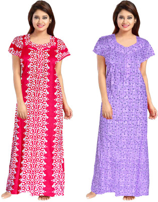 MF CREATION Women Nighty(Maroon)