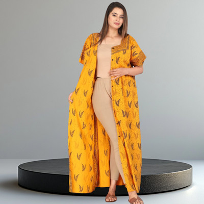 Durga Enterprises Women Maternity/Nursing Nighty(Yellow)