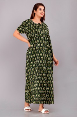 VILAKSHAN Women Nighty(Green)