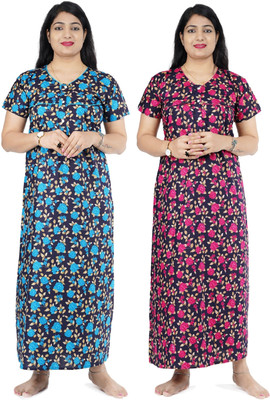 Mitali Creations Women Nighty(Multicolor)