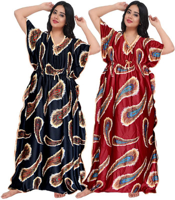 Hans Crafted Women Nighty(Black)