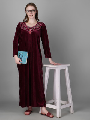 Dreamom Women Nighty(Maroon)