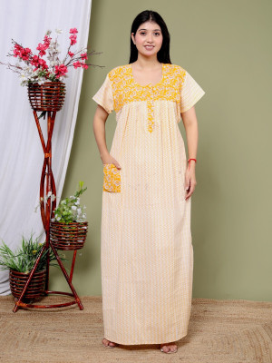 Vayberry Women Nighty(Yellow)