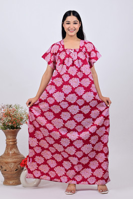 Saicreation Women Nighty(Multicolor)