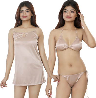 Nivcy Women Nighty Set(Beige)