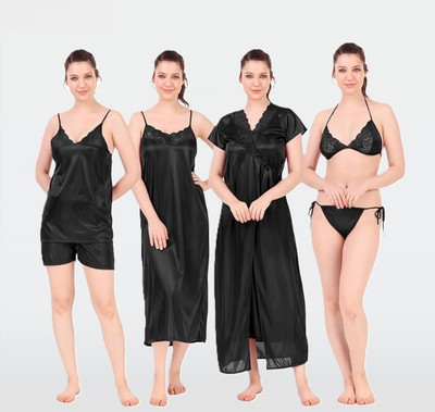 Nw Naughty Wish Women Nightdress(Black)
