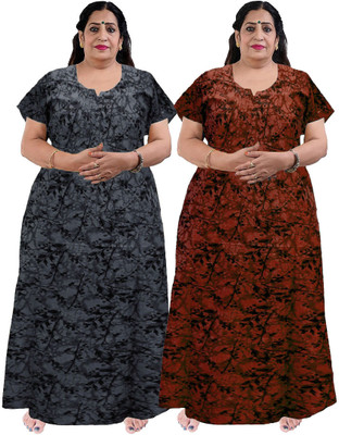 Toomley Women Nighty(Black, Brown)