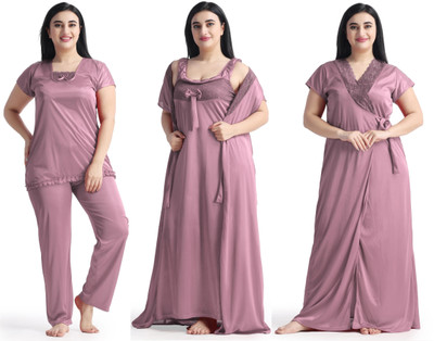 Punchi Women Nighty with Robe(Multicolor)