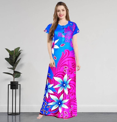 Trendy Fab Women Nighty(Multicolor)