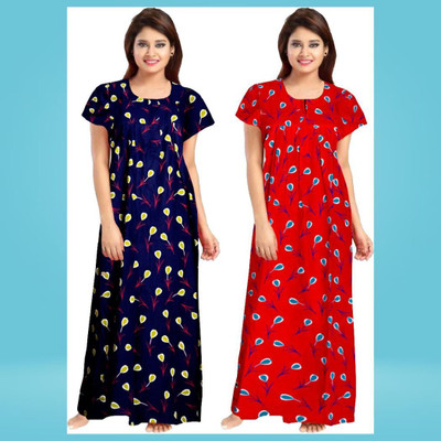 DreamBe Women Nighty(Blue, Red)
