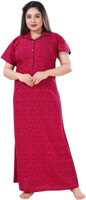 ZAIRRA Women Nighty(Red)