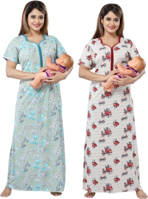 Shopping World Women Nighty Set(Multicolor)