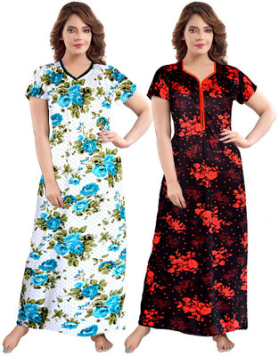 unlocked Women Nighty(Blue, Orange)