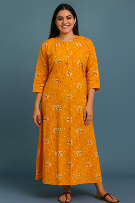 Prodip Creation Women Nighty with Robe(Yellow)