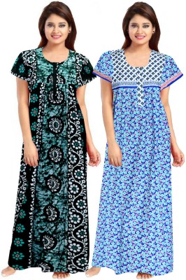 PINK CITY MART Women Nighty(Green, Black)