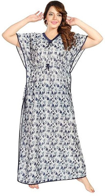 Krishan Kumar Women Nighty(White)