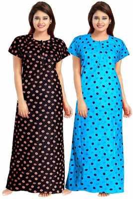 Aryansh Enterprises Women Nightdress(Black, Blue)