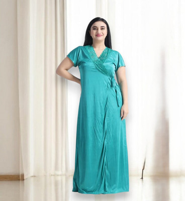 Dreamy Drapes Women Nighty(Green)