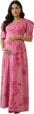 Citieswoven Women Maternity/Nursing Nighty(Pink)
