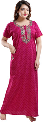 SHLOKE Women Nighty(Pink)