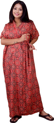 CLYMAA Women Nighty(Orange)