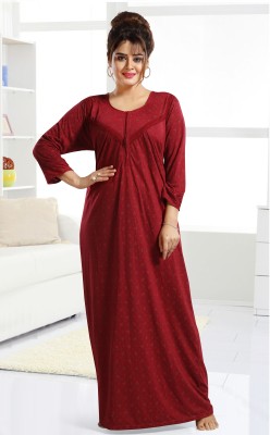 Womenoire Women Nighty(Maroon)