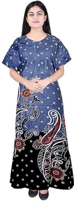 Bajrang Enterprises Women Nightdress(Blue)
