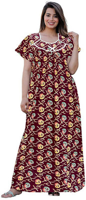Hans Crafted Women Nighty(Multicolor)