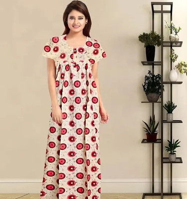 SHREEJAA FASHION Women Nighty(Red)
