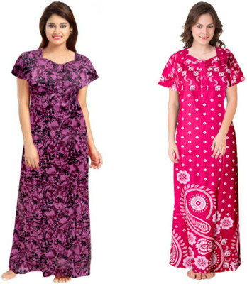 Sarika Fashion Women Nighty(Purple, Pink)