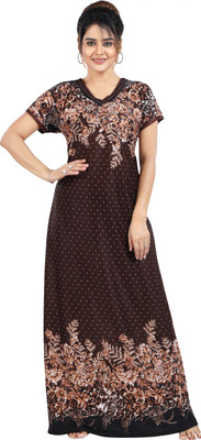 HouseOfCommon Women Nighty with Robe(Brown)