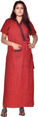 WILDGLOW Women Nighty with Robe(Red)