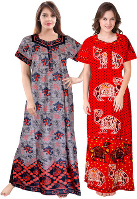 PINK CITY MART Women Nighty(Multicolor)