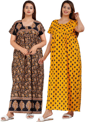 SILVER ORGANISATION Women Nighty(Black, Yellow)