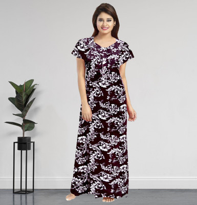 AakarShana Women Nighty(Maroon)